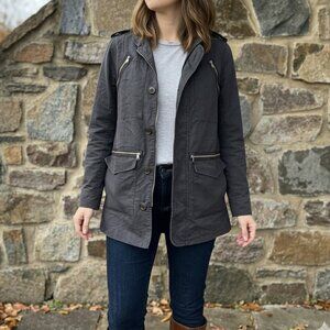 ADAM Adam Lippes Canvas Utilitarian Coat/Jacket in Charcoal Gray Size 2